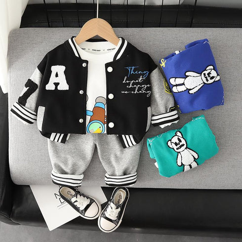Spring and Autumn Boys Sports Baseball Suit Two-Piece Set